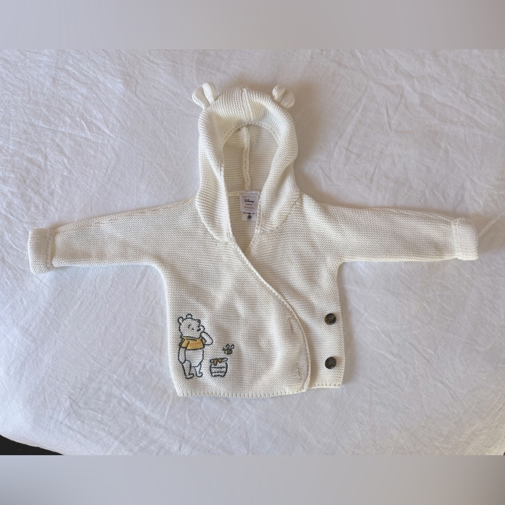 Hanna Anderson white knit Winnie the Pooh Sweater 6-12M